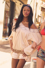 Riviera Cotton Mini Dress - Peach Frankies Bikinis Outlet