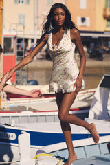 Chloe Silk Mini Dress - Chateau Floral Frankies Bikinis Sale
