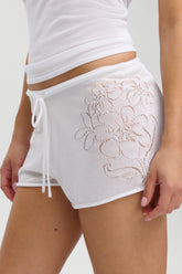 Sophie Knit Mini Shorts - White Hibiscus Frankies Bikinis For Sale