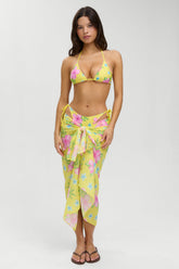 Alessia Floral Cotton Sarong - Hibiscus Lemonade Frankies Bikinis Outlet