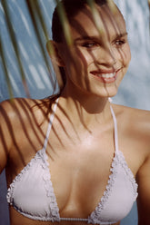 Nick Ruffle Triangle Bikini Top - Saltwater Stripe Frankies Bikinis Outlet