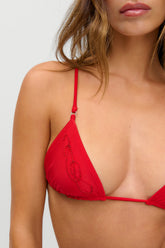 x JENNIE Elena Beaded Bikini Top - Classic Red Frankies Bikinis Online Shop