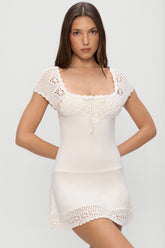 Lover Crochet Knit Mini Dress - White Frankies Bikinis Discount