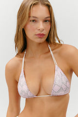 Ari Reversible Satin Bikini Top - Pink Stripe Frankies Bikinis Discount