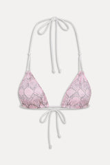 Ari Reversible Satin Bikini Top - Pink Stripe Frankies Bikinis Discount