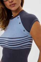 Shore Knit Shirt - Stone Stripe Frankies Bikinis Discount