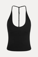 x JENNIE Chantal Cotton Halter Top - Black Frankies Bikinis For Sale