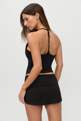 x JENNIE Chantal Foldover Mini Skort - Black Frankies Bikinis Outlet