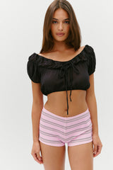Paulina Cropped Blouse - Black Frankies Bikinis Discount