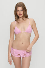 Elena Crochet Shine Bikini Top - Blush Frankies Bikinis Sale