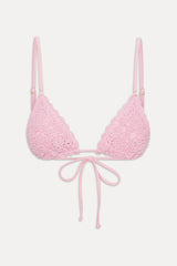 Elena Crochet Shine Bikini Top - Blush Frankies Bikinis Sale