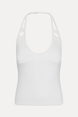 x JENNIE Nora Cotton Halter Top - Optic White Frankies Bikinis Outlet