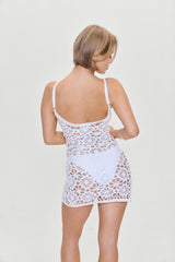 Sunshine Crochet Mini Dress - White Frankies Bikinis Discount