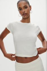 Baylee Knit Tee - Soft Vanilla Frankies Bikinis Online Shop