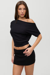 Montecito Boat Neck Knit Shirt - Black Frankies Bikinis Outlet