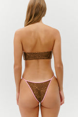 Gigi Satin Bandeau Bikini Top - Vintage Cheetah Frankies Bikinis Online Shop