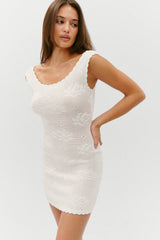 Cameron Crochet Mini Dress - White Rose Frankies Bikinis Online Shop