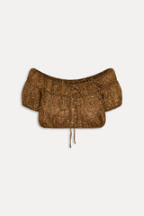 Paulina Cropped Blouse - Vintage Cheetah Frankies Bikinis Online