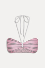Rumi Reversible Satin Bikini Top - Pink Stripe Frankies Bikinis Discount
