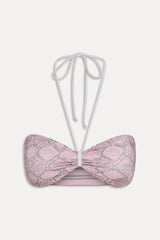 Rumi Reversible Satin Bikini Top - Pink Stripe Frankies Bikinis Discount