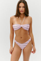 Dove Reversible Satin Bikini Bottom - Pink Stripe Frankies Bikinis Sale