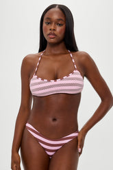 Lotus Mesh Striped Bikini Top - Strawberry Chocolate Frankies Bikinis Discount