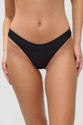 x JENNIE Dove Beaded Bikini Bottom - Black Frankies Bikinis Online Shop