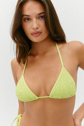 Nick Smocked Triangle Bikini Top - Sea Glass Green Frankies Bikinis For Sale