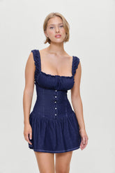 Christa Denim Mini Dress - Blue Denim Frankies Bikinis Online Shop