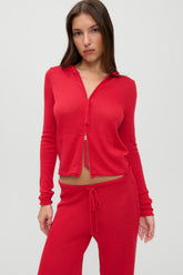 x JENNIE Atlas Knit Hoodie - Lip Tint Frankies Bikinis Discount