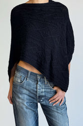 Aspen Cotton Knit Poncho - Black Frankies Bikinis Online
