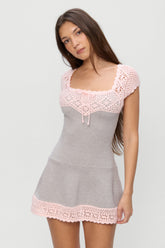 Lover Crochet Knit Mini Dress - Pink Flora Frankies Bikinis Discount