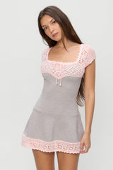 Lover Crochet Knit Mini Dress - Pink Flora Frankies Bikinis Discount