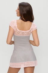 Lover Crochet Knit Mini Dress - Pink Flora Frankies Bikinis Discount