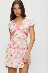 Belladonna Cotton Floral Mini Dress - Rosebush Frankies Bikinis Sale