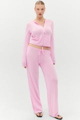 Ela Low Rise Knit Pants - Pink Cloud Frankies Bikinis Discount