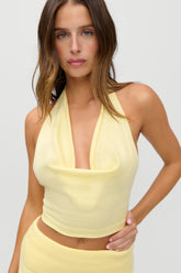 x JENNIE Briar Knit Halter Top - Morning Light Frankies Bikinis Outlet