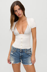 x JENNIE Sofia Knit Top - Coconut Cream Frankies Bikinis Sale