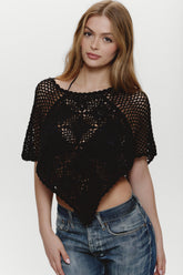 Sophie Crochet Poncho - Black Frankies Bikinis Online