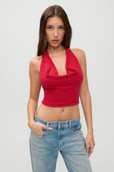 x JENNIE Briar Knit Halter Top - Spring Stripe Frankies Bikinis Outlet