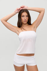 x JENNIE Margot Knit Tube Top - Optic White Frankies Bikinis Discount