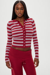 Lenon Button Up Knit Sweater - Collegiate Stripe Frankies Bikinis Discount