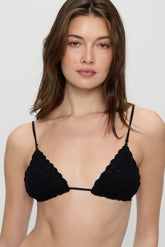 Elena Crochet Shine Bikini Top - Black Frankies Bikinis Discount