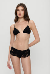 Shelly Crochet Shine Swim Skirt - Black Frankies Bikinis Sale