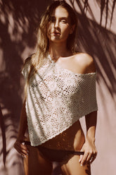 Sophie Crochet Poncho - Soft Sand Frankies Bikinis Outlet
