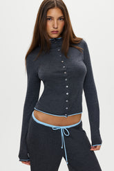 Leo Knit Button Up Cardigan - Stone Frankies Bikinis Online