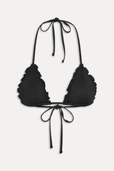 Nick Ruffle Triangle Bikini Top - Black Frankies Bikinis Online