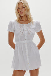 Ivy Cotton Mini Dress - White Frankies Bikinis Discount