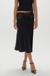 Harper Satin Midi Skirt - Black Frankies Bikinis For Sale