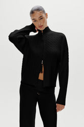 Bea Cloud Knit Zip Up Sweater - Black Frankies Bikinis Discount